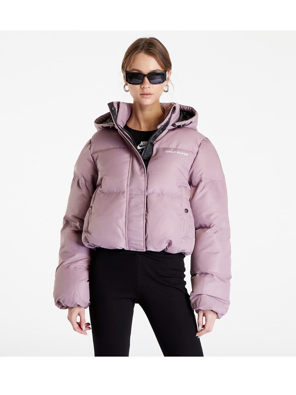 NWOT Daily paper Pink Logo Print Hooded Puffer Coat SIZE S